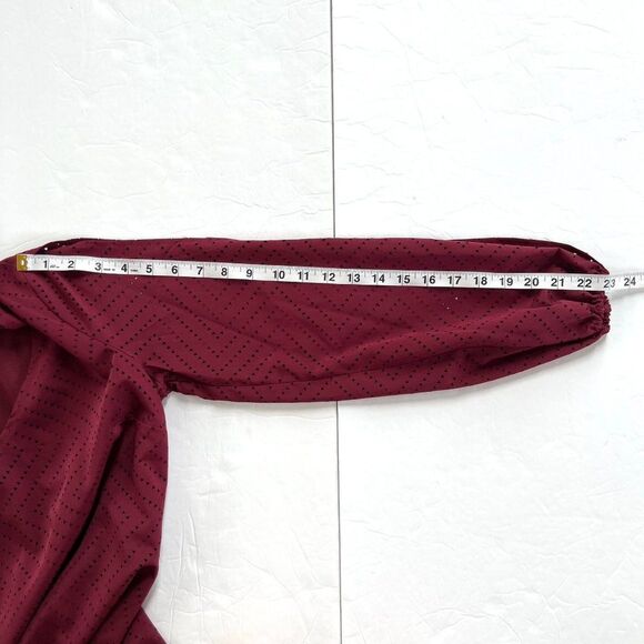 Candies Y2K Shift Burgundy Laser Cut Lined Mini Dress Slit Long Sleeves Size S - Picture 11 of 11